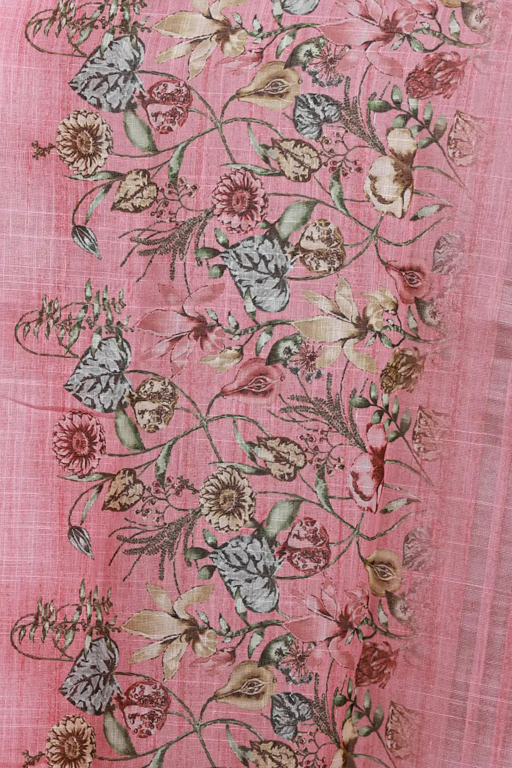 Pink Linen Thread Work Unstitched Churidhar Material - Seematti