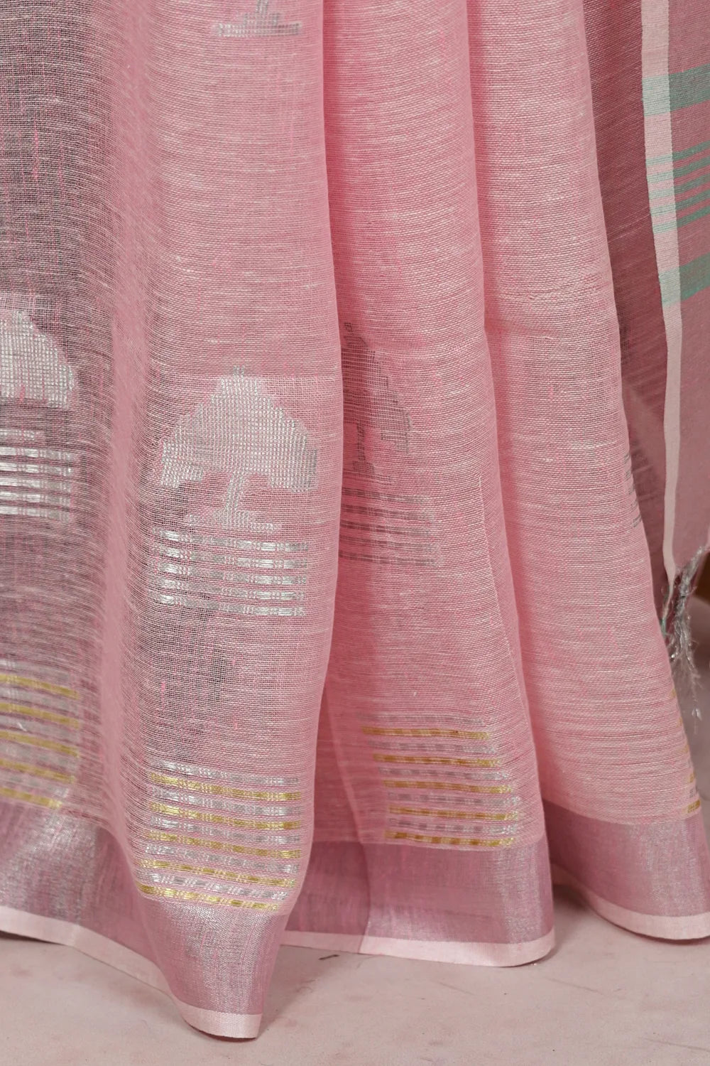 Pink Semi Linen Saree - Seematti