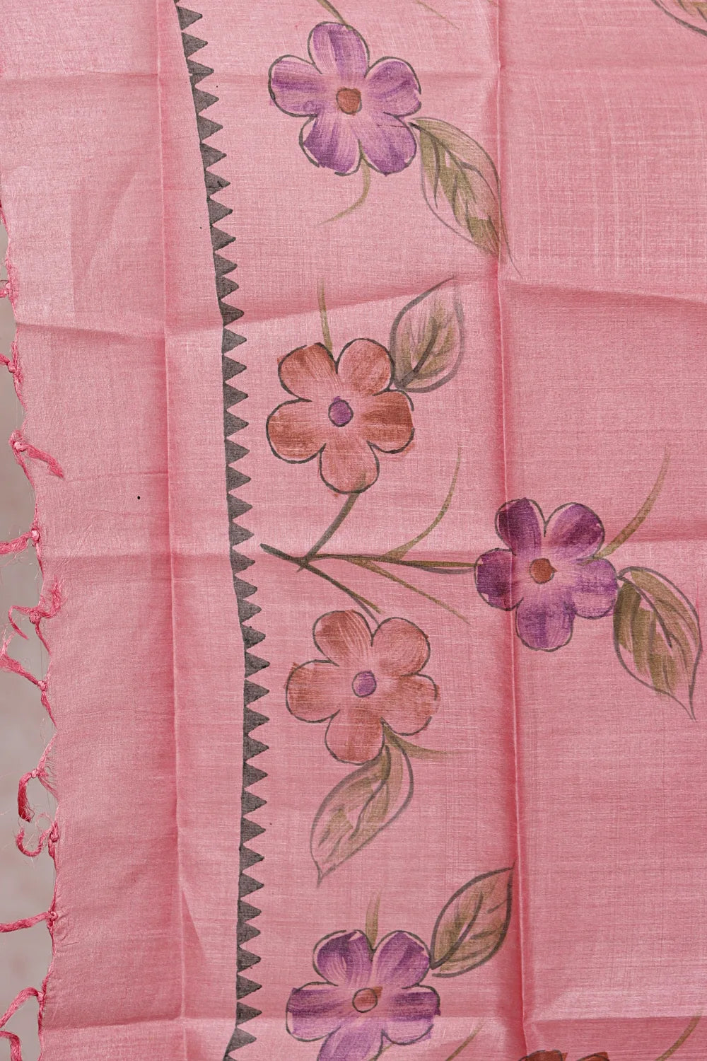 Pink Tussar Printed Unstitched Churidhar Material