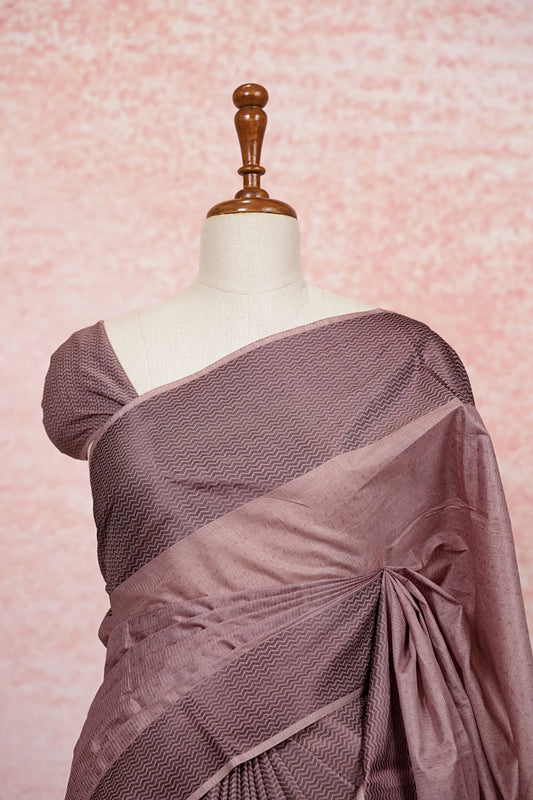 Pinkish Grey Semi Tussar Saree - Seematti