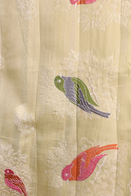 Pista Green Semi Tussar Saree