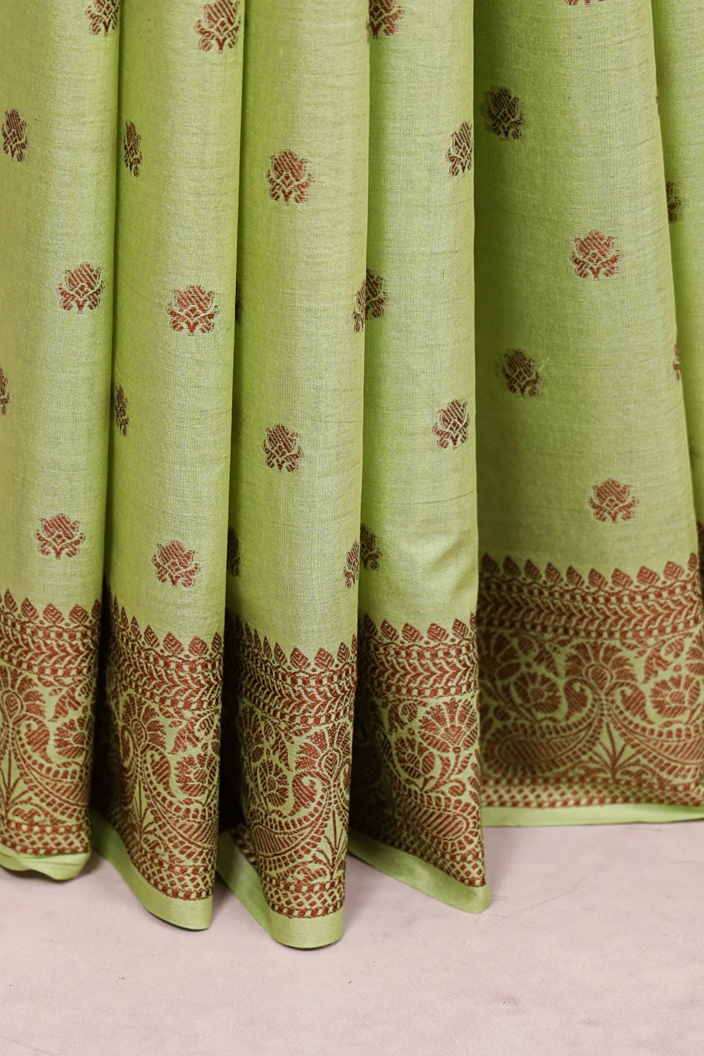 Pista Green Tussar Silk Saree - Seematti