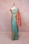 Powder Blue Semi Jute Saree - Seematti