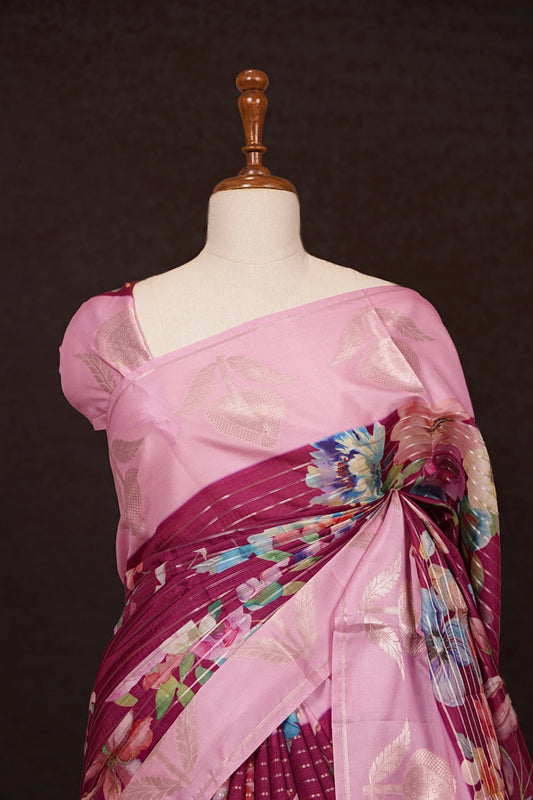 Purple Semi Tussar Saree - Seematti