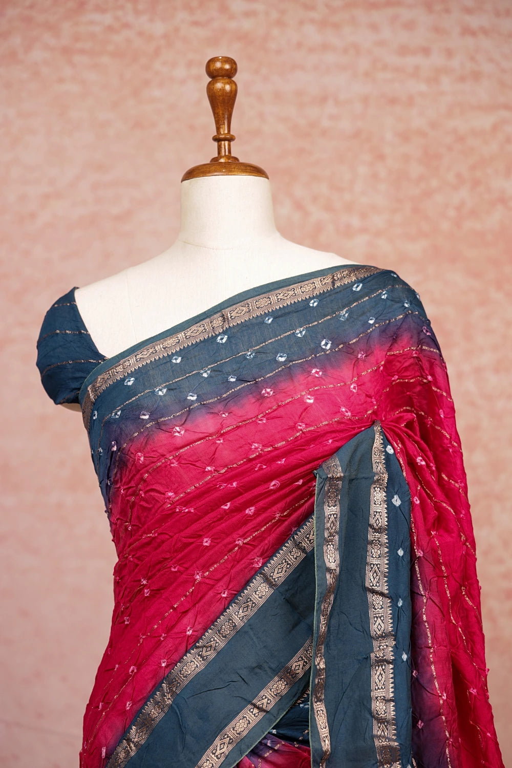 Rani Pink Bandhani Saree