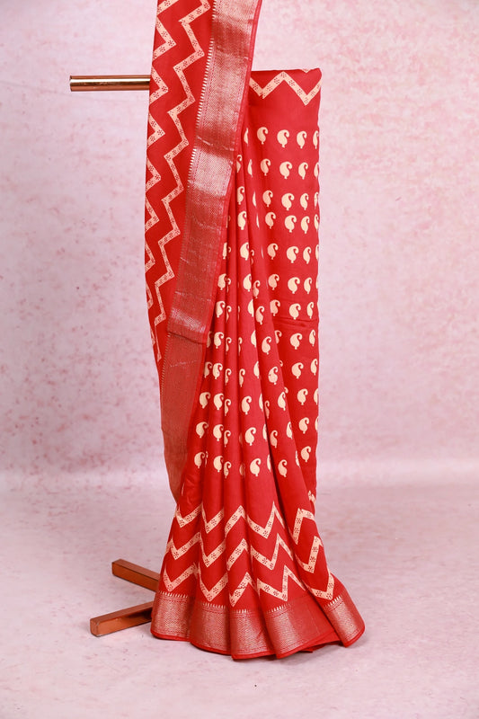 Red Soft Cotton Saree