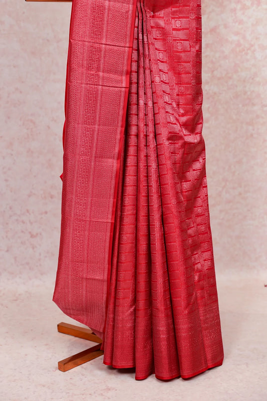 Reddish Maroon Kancheepuram Silk Saree - Seematti