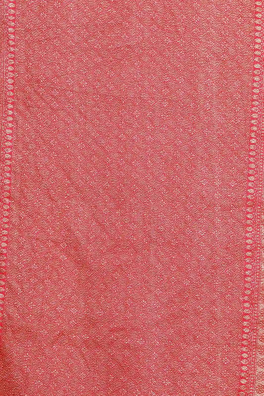 Reddish Pink Semi Banarasi Saree