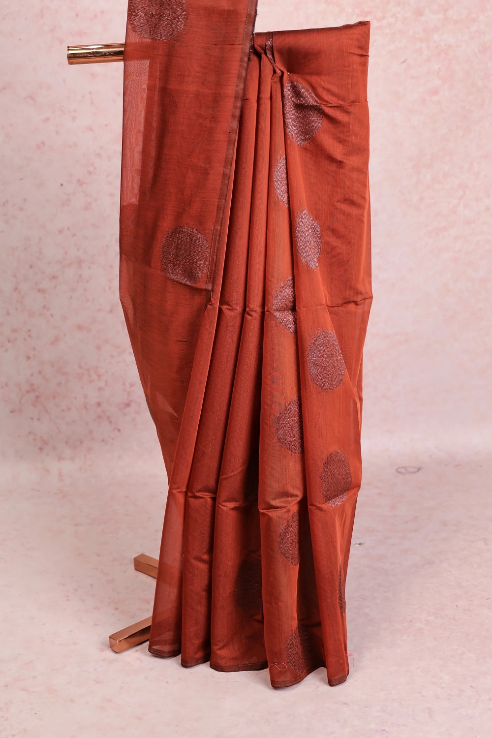 Rust Cotton Silk Saree