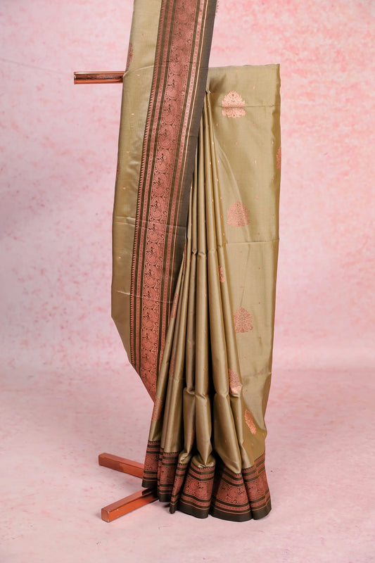Sage Green Semi Silk Saree