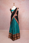Sapphire Green With Black Semi Silk Dhavani Set - Seematti
