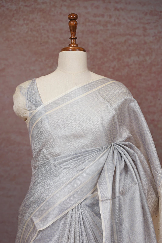Silver Color Tissue Silk Saree - Seematti