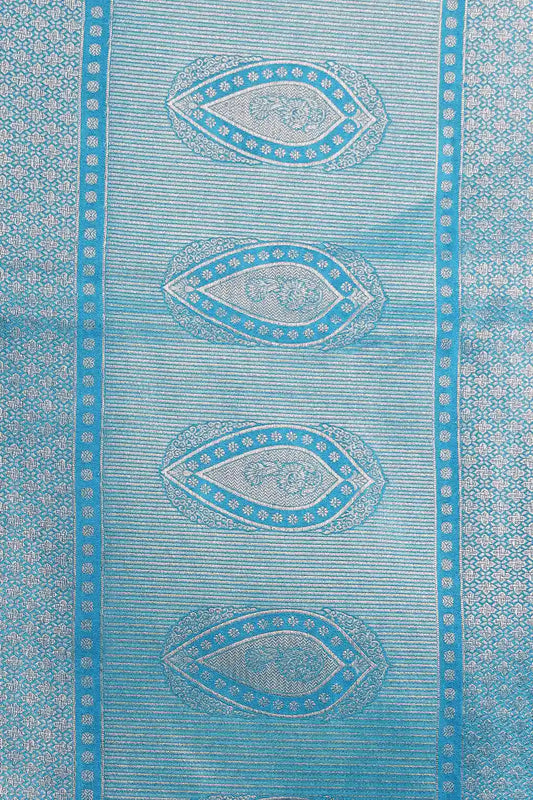 Sky Blue Jute Banarasi Saree