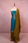 Tiffany Blue Vichithra Silk Thread And Stone Work Unstitched Churidhar Material