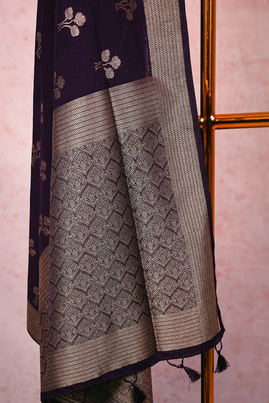 Violet Semi Jute Saree
