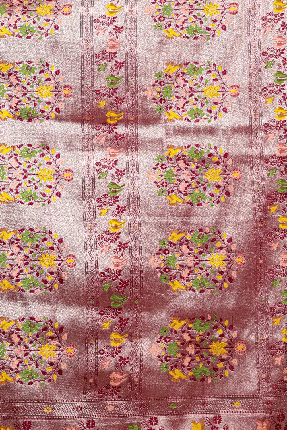 Wine Red Semi Banarasi Saree - Seematti