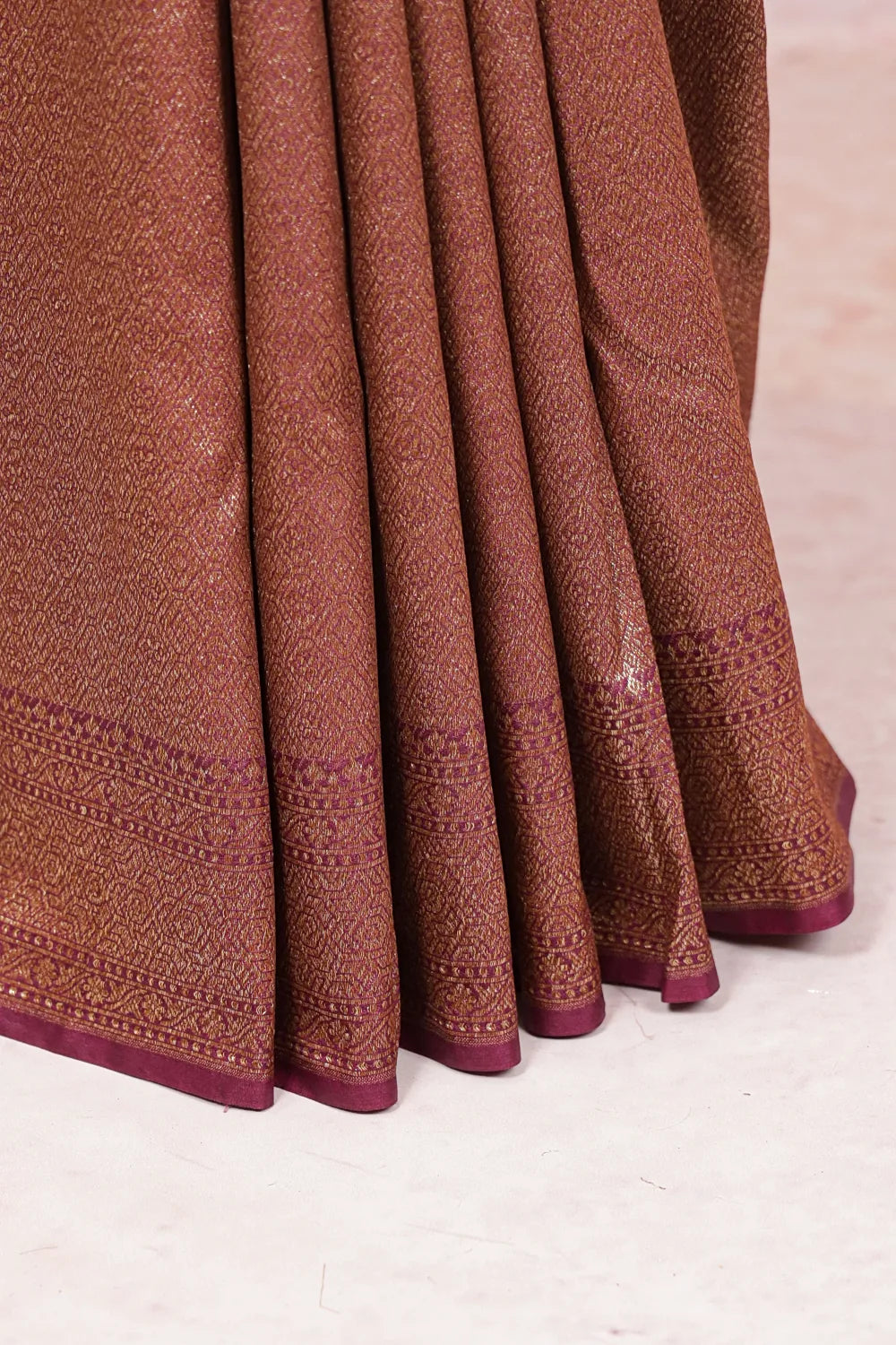 Wine Semi Banarasi Saree