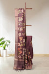 Wine Semi Tussar Saree