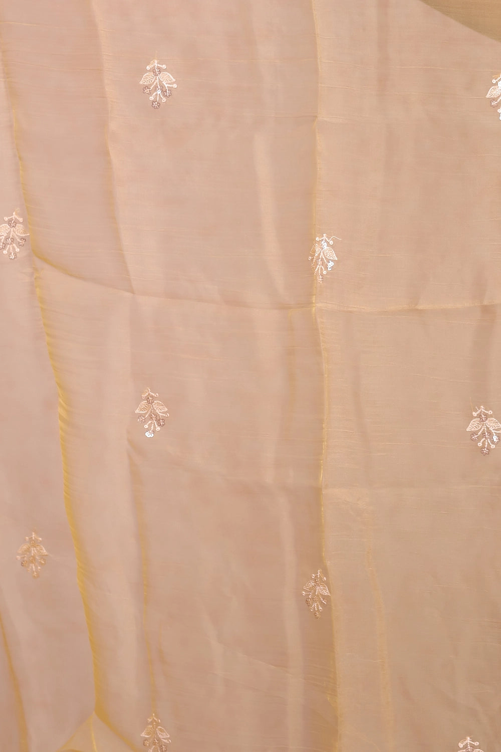 Yellow Organza Beads Work Unstitched Churidhar Material