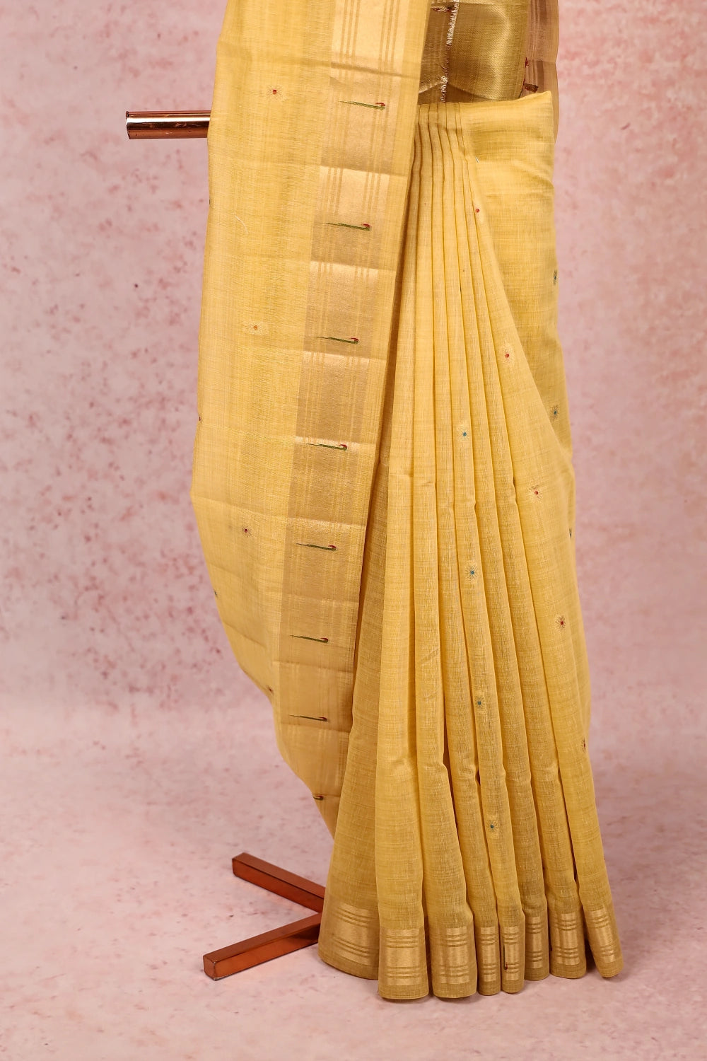 Yellow Semi Jute Saree