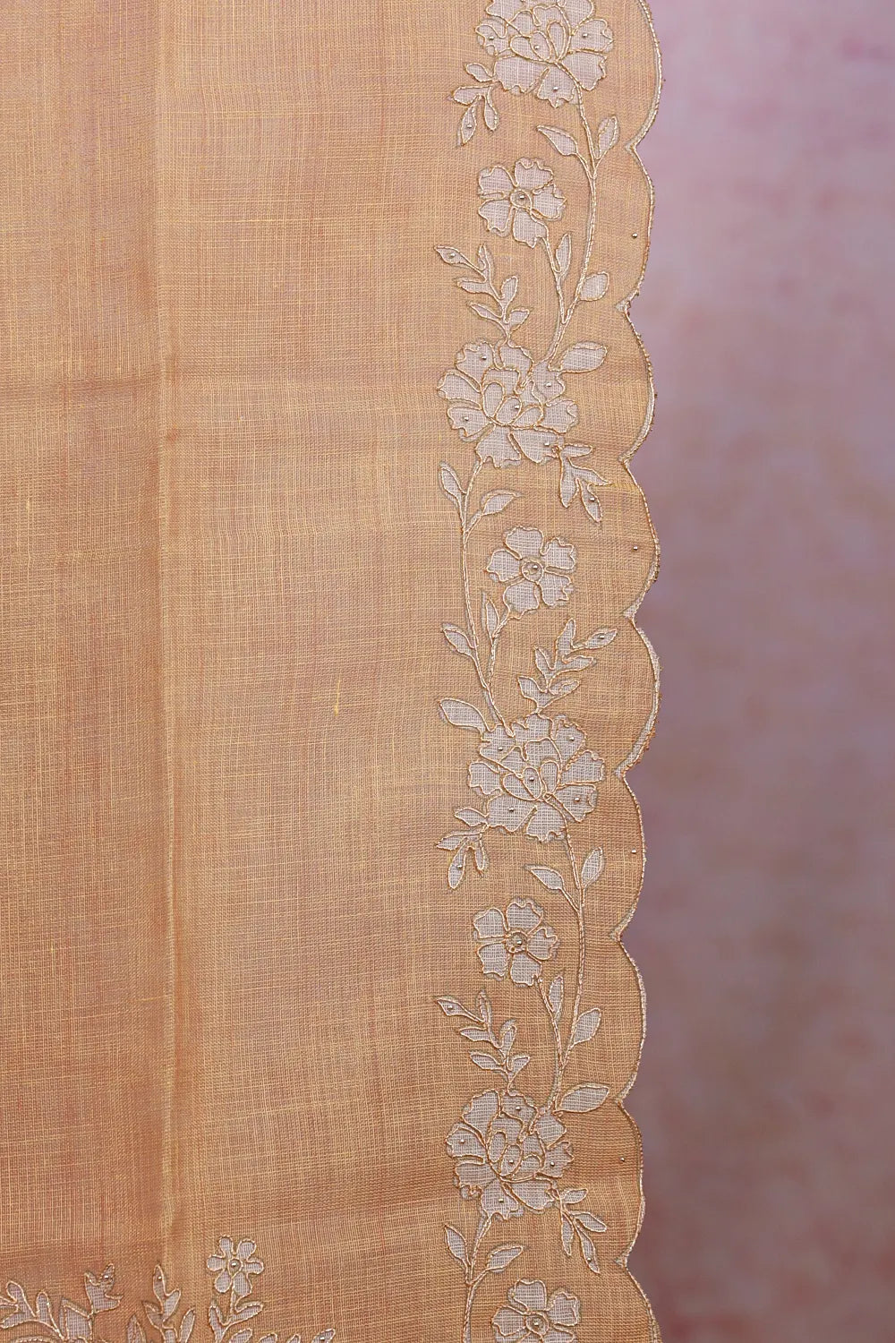 Yellow Tissue Silk Applic Work Unstitched Churidhar Material - Seematti