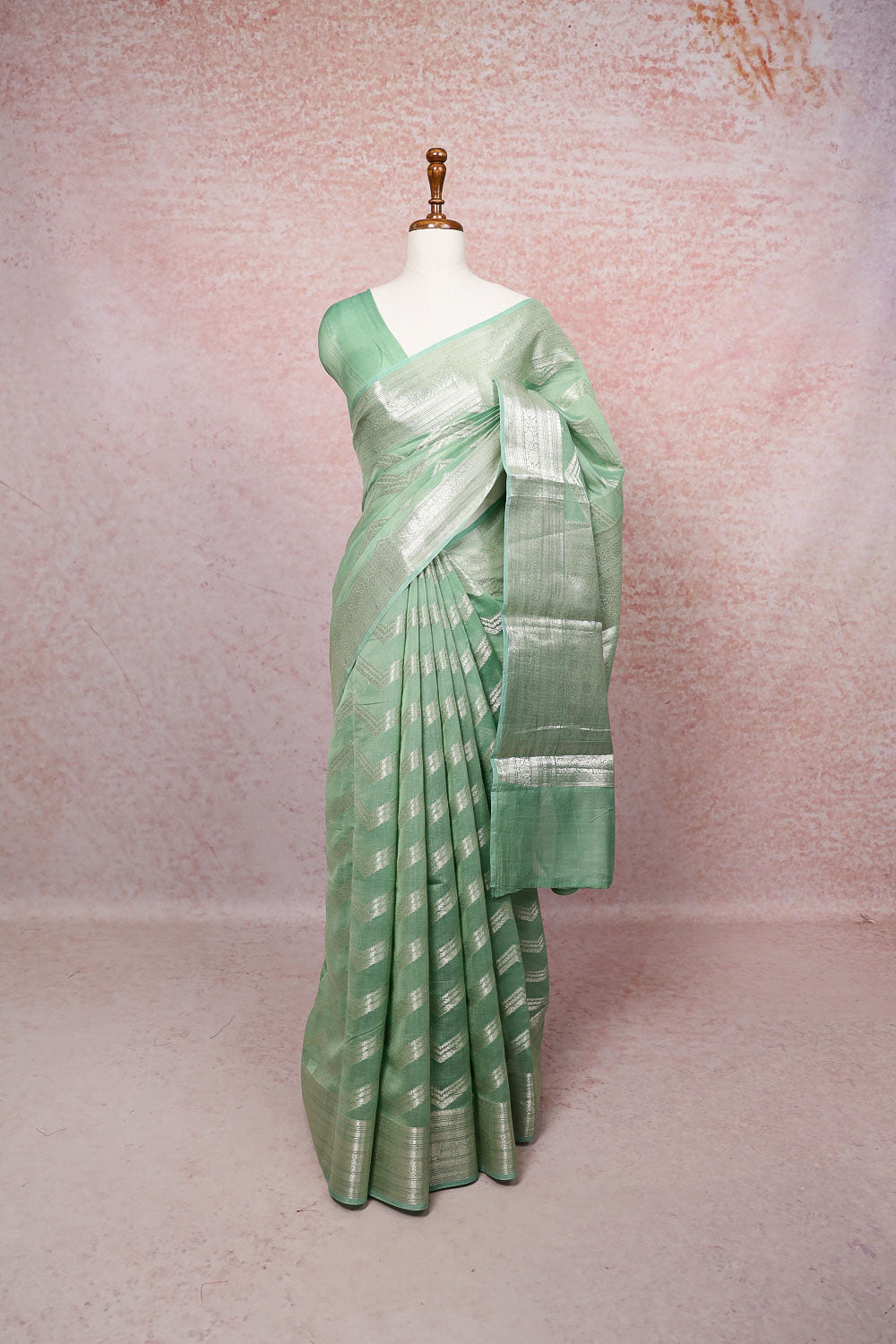 Pista Green Banarasi Saree