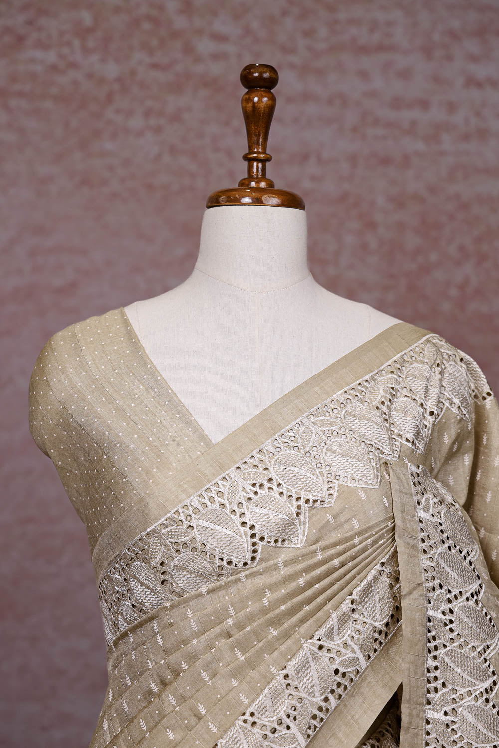 Cream Semi Tussar Saree
