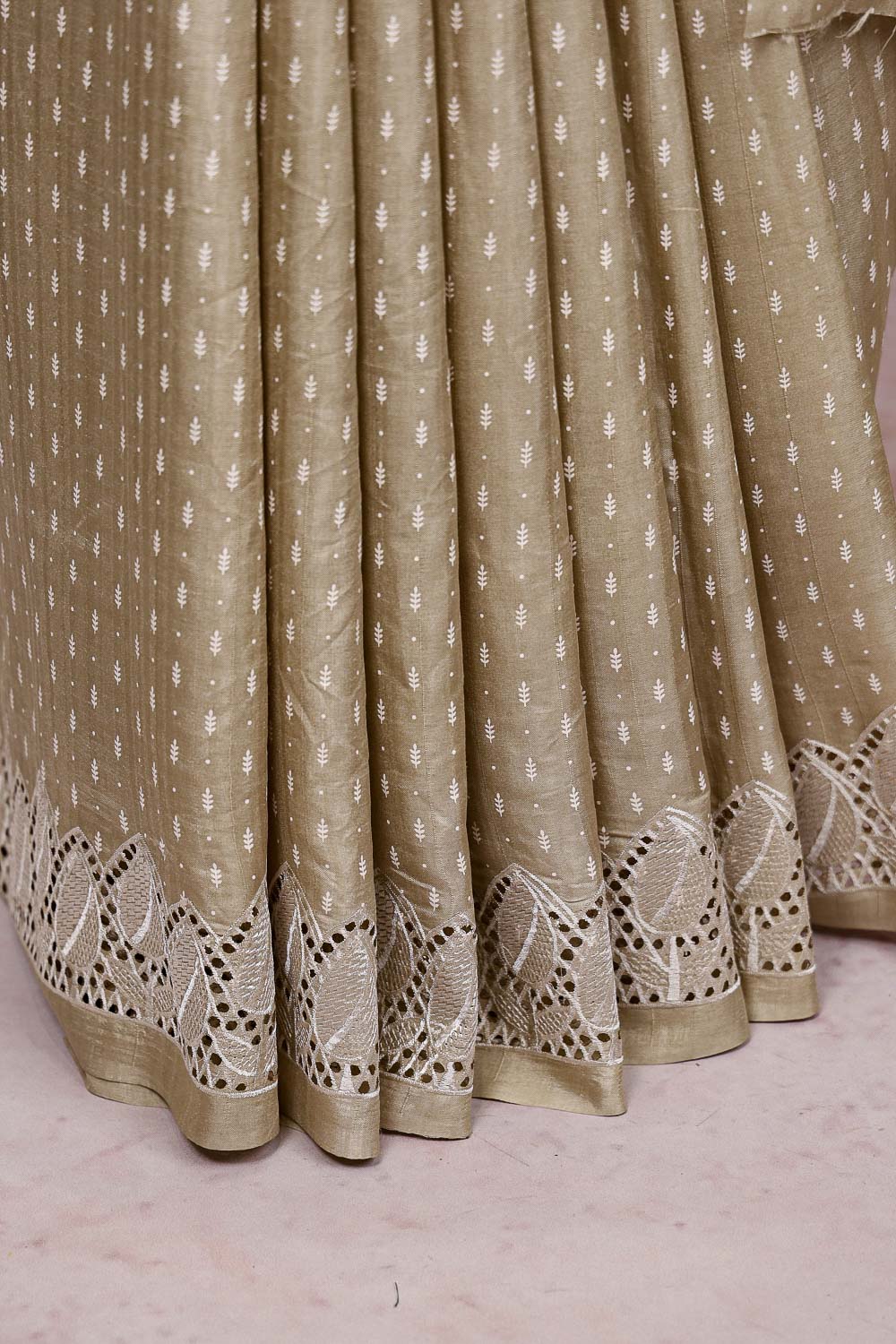 Cream Semi Tussar Saree