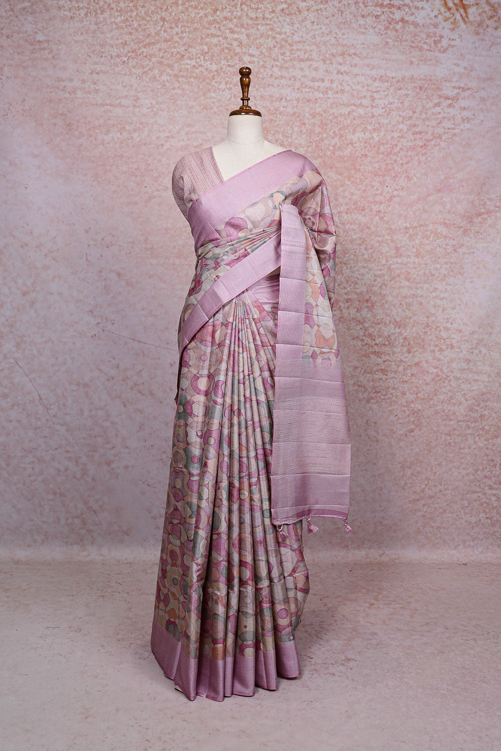 Pink Semi Tussar Saree