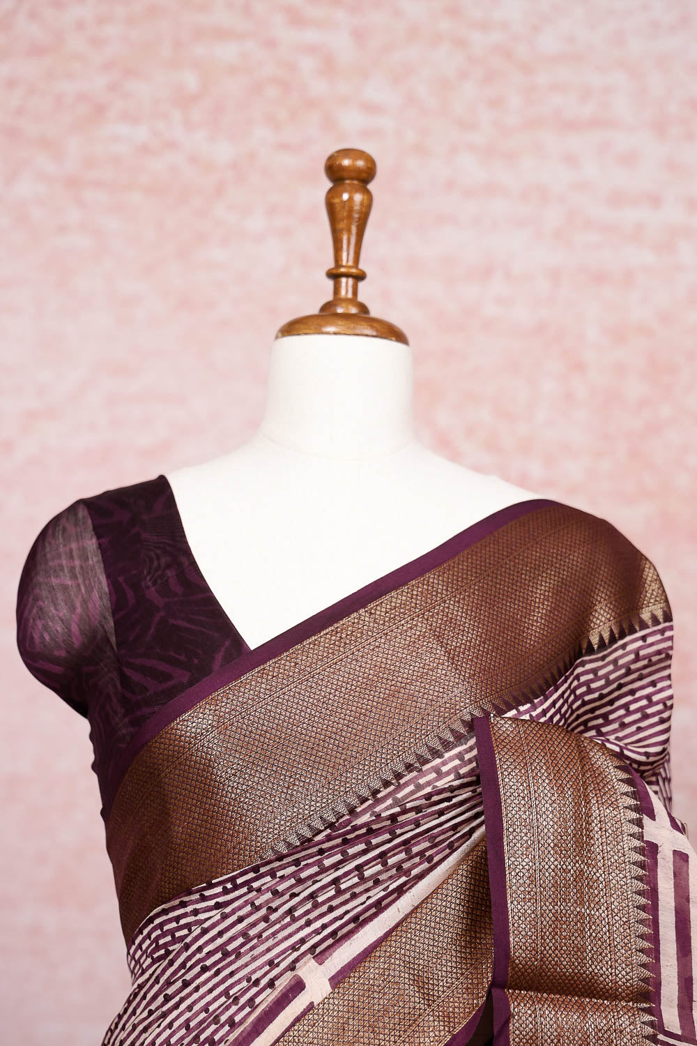 Cream Chanderi Silk Saree