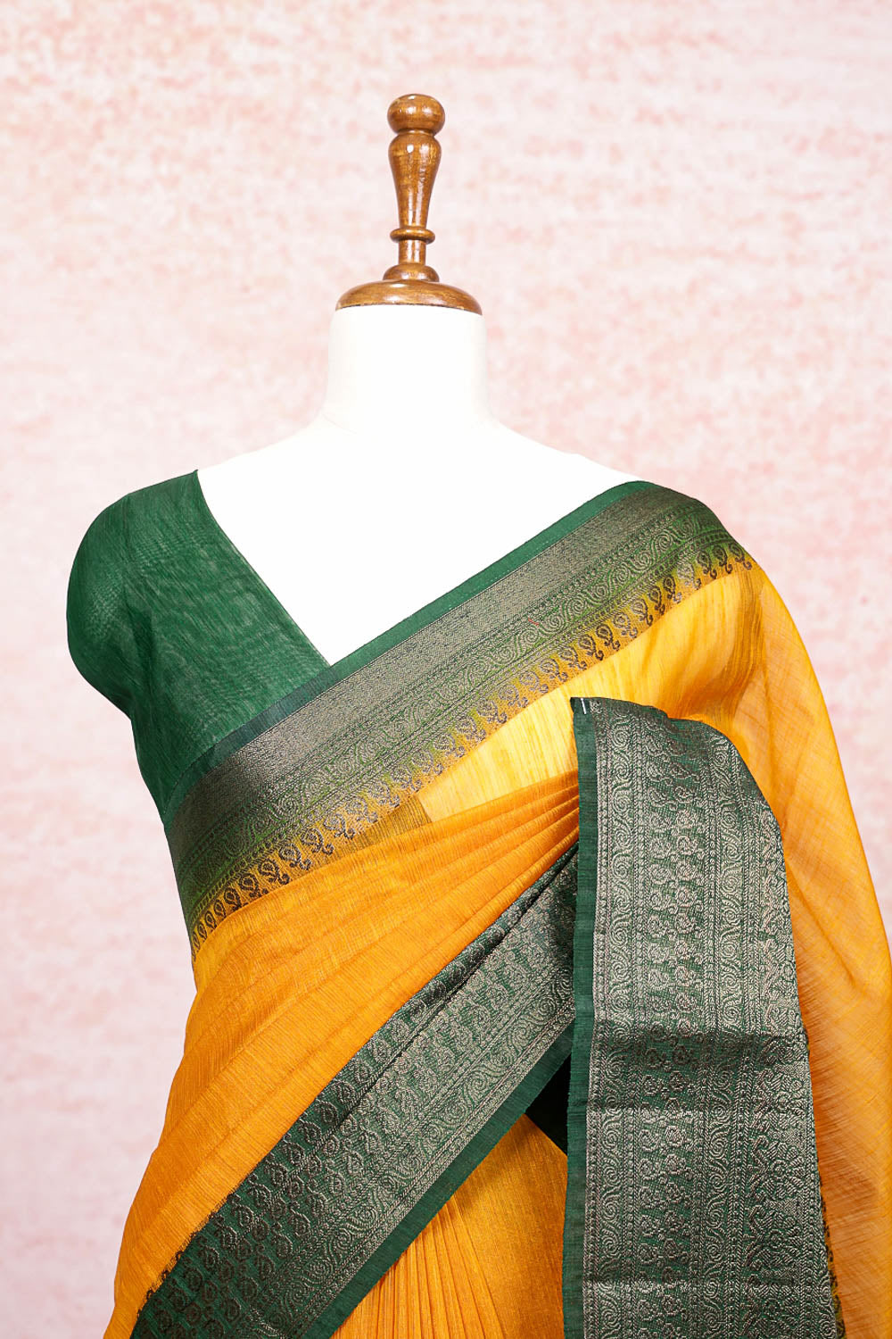 Mango Yellow Semi Jute Saree
