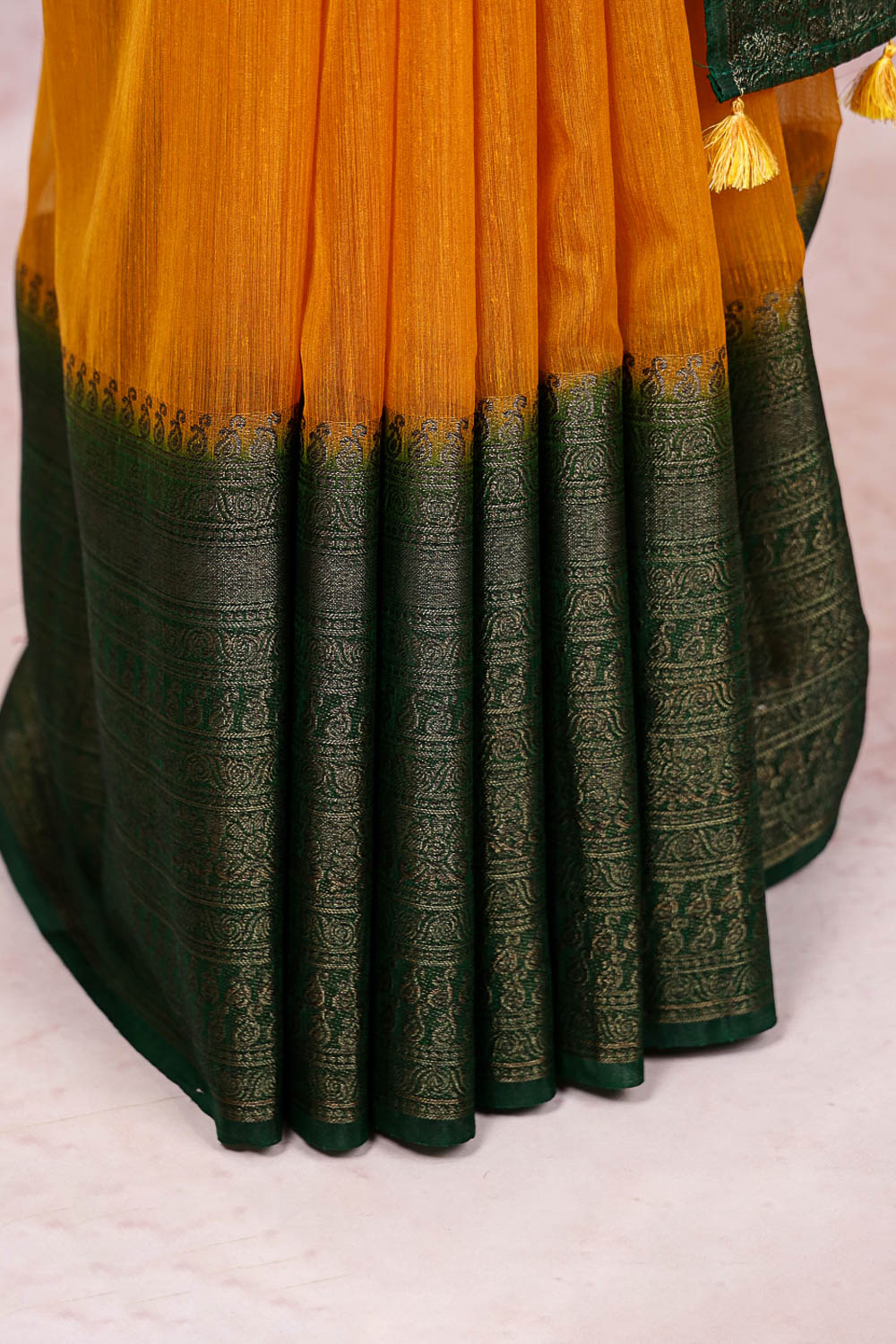 Mango Yellow Semi Jute Saree