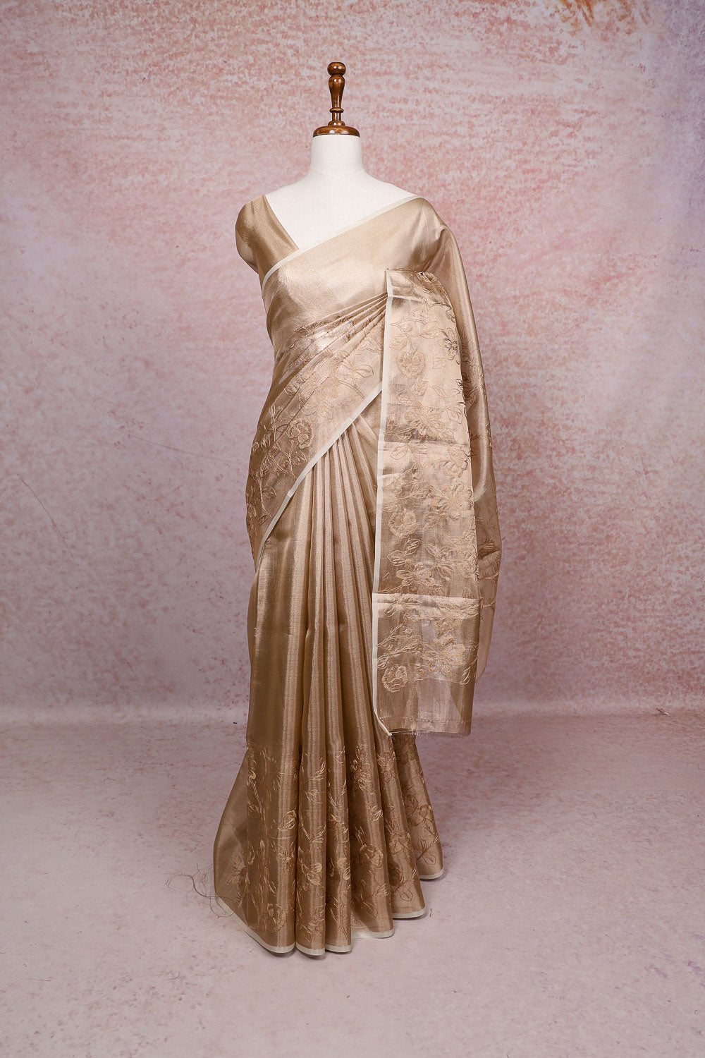 Golden Semi Tissue Saree