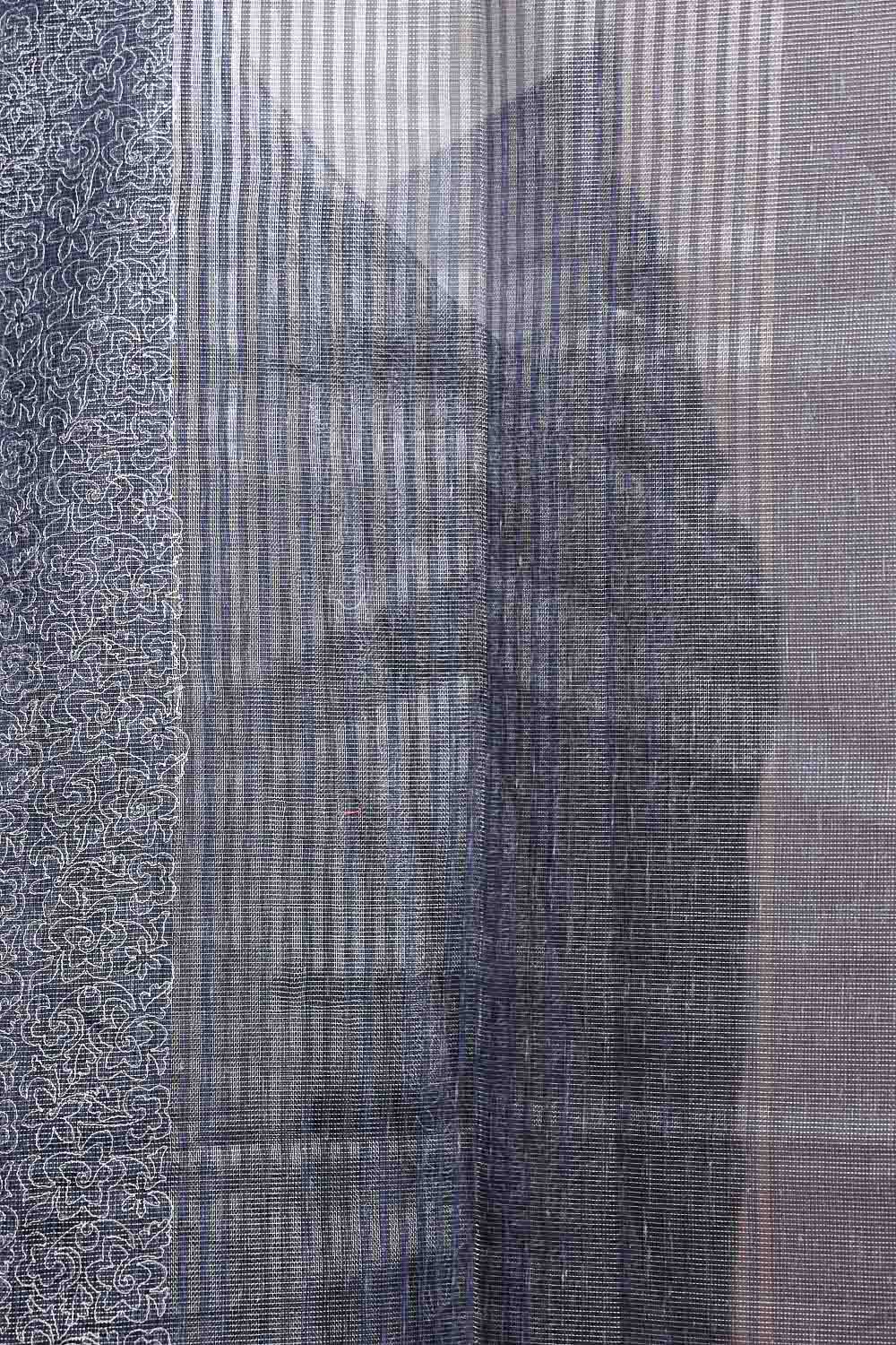 Dark Grey Semi Tissue Saree