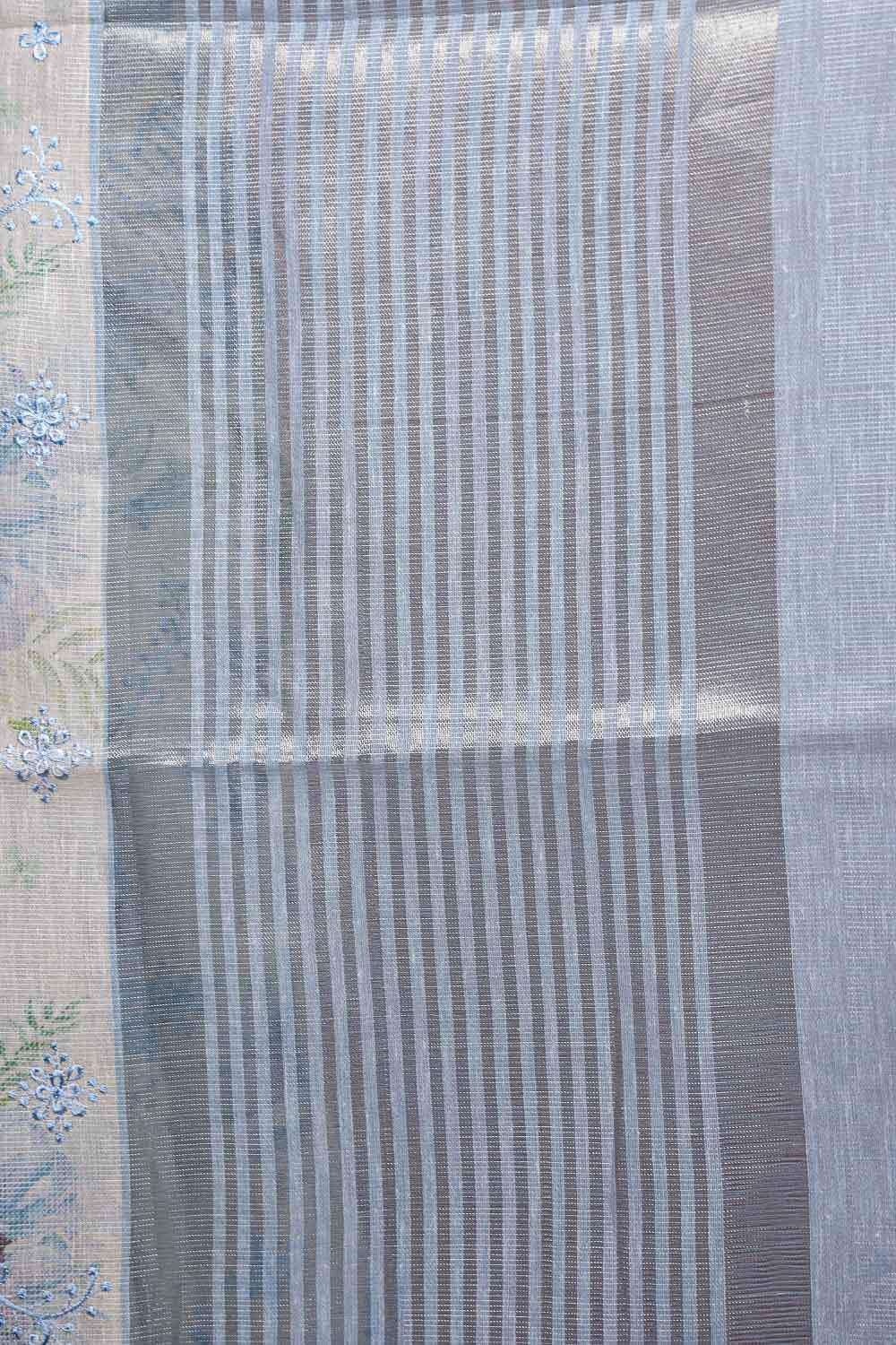 Cream Semi Tissue Saree