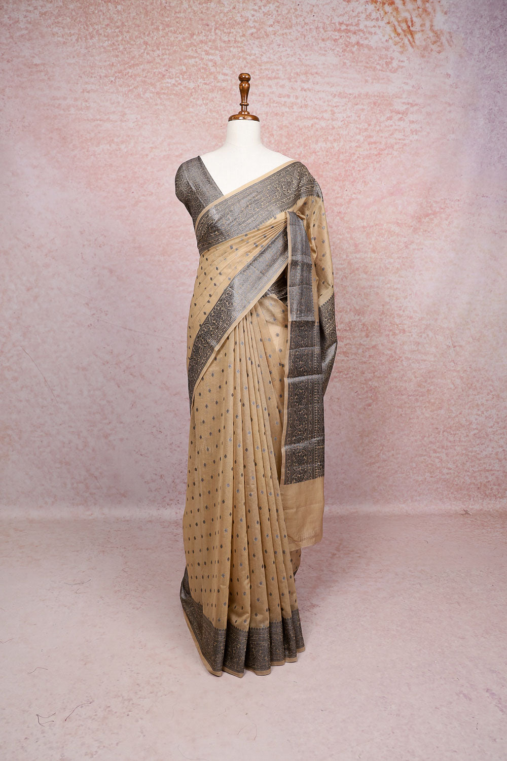 Sandal Color Tussar Banarasi Saree