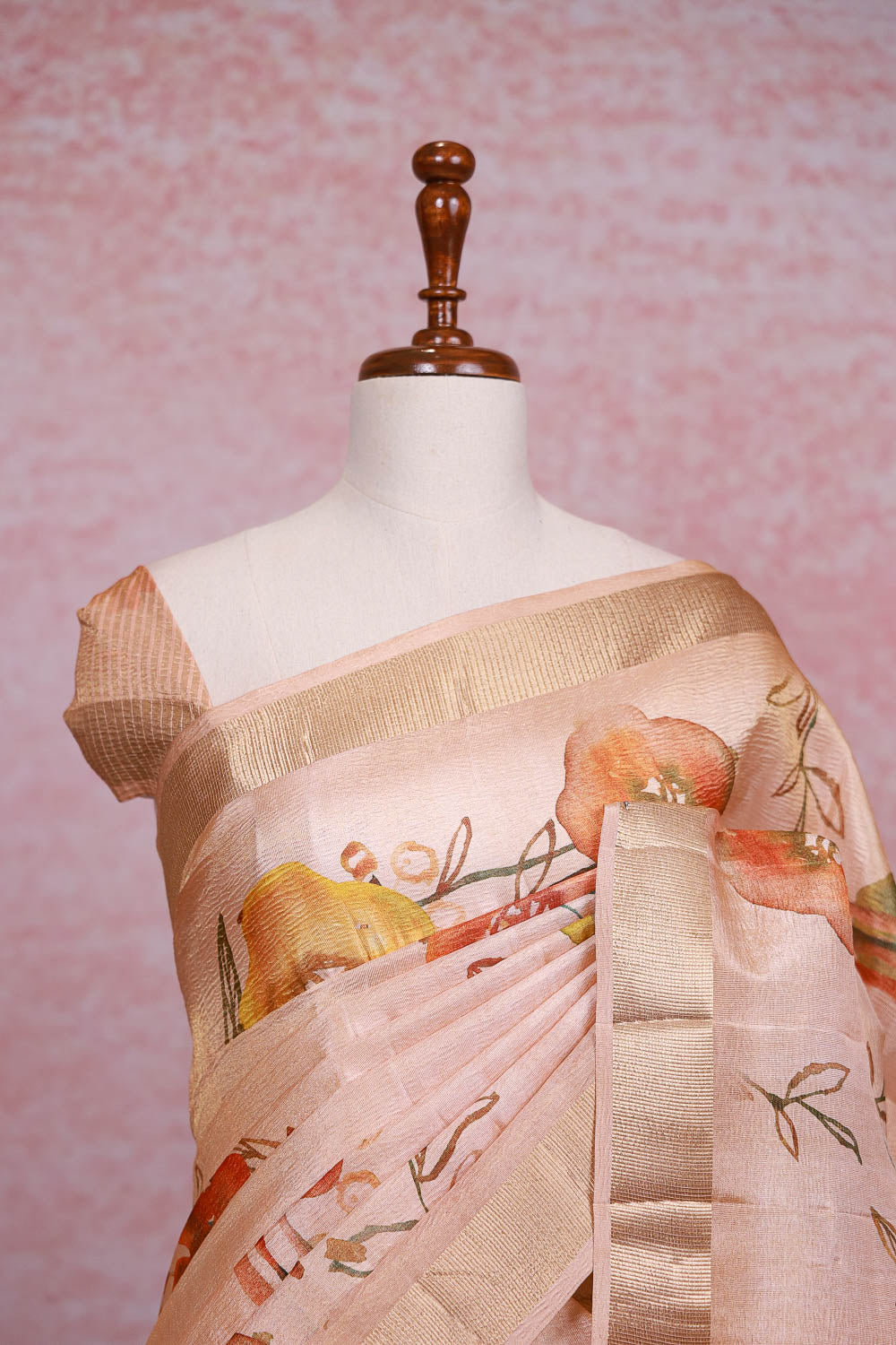 Cream Semi Tussar Saree