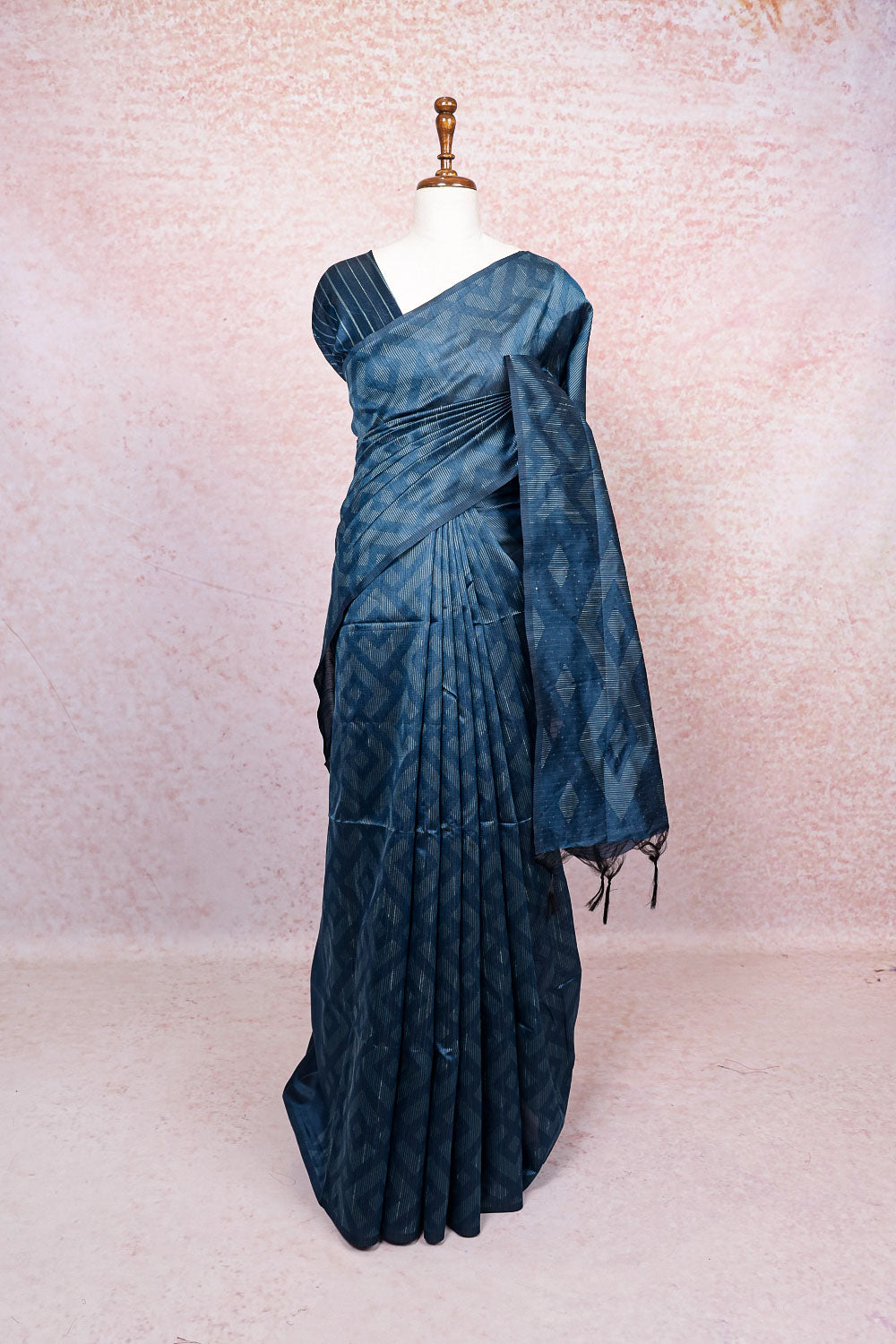 Blue Semi Jute Saree