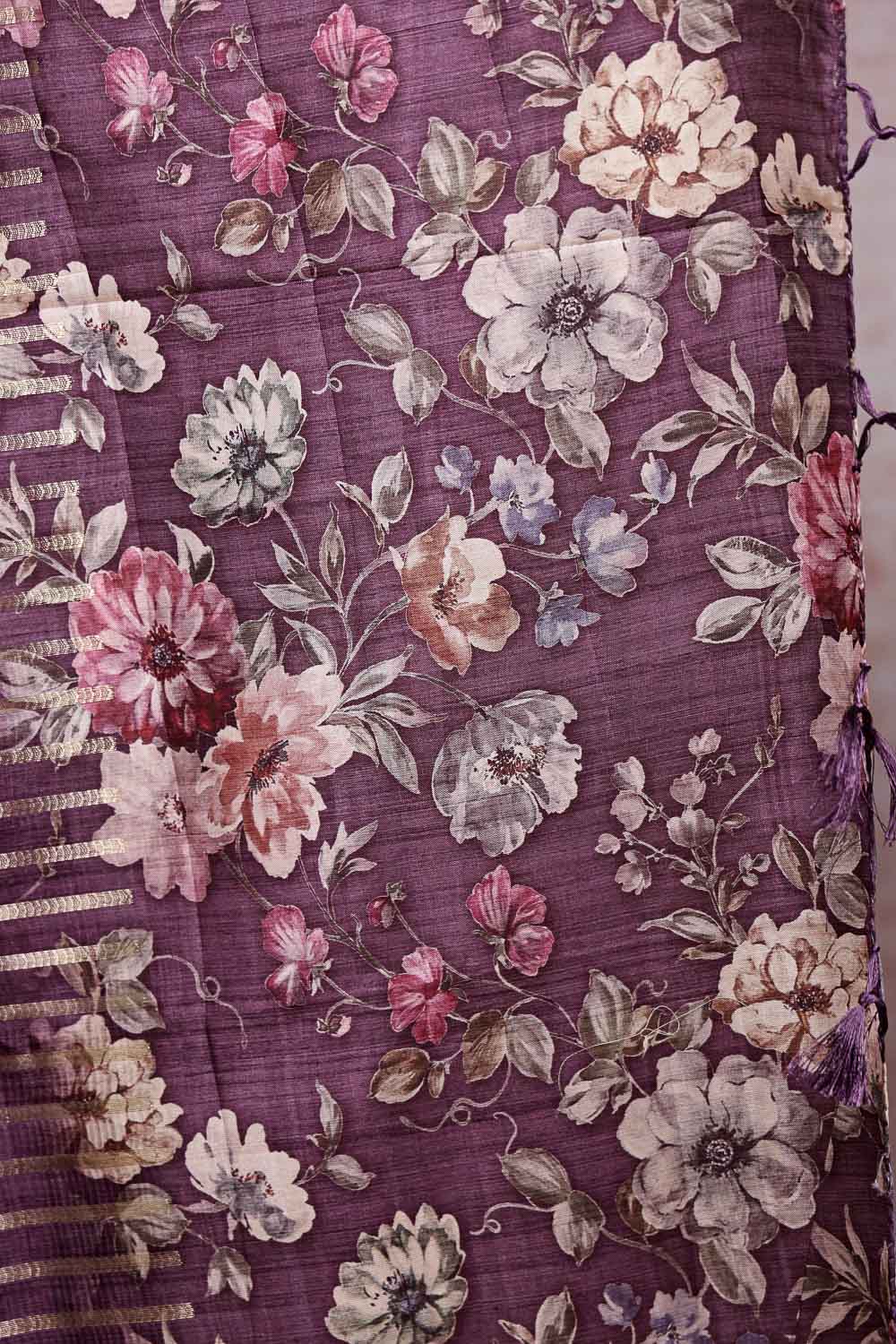Purple Semi Silk Saree