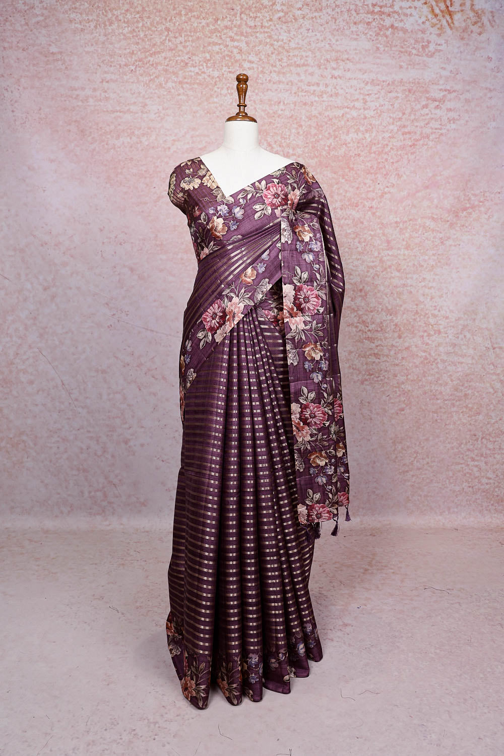 Purple Semi Silk Saree