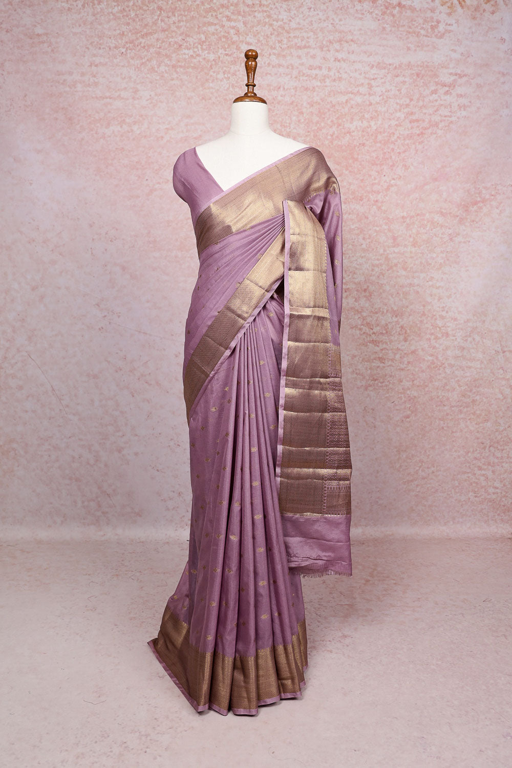 Dusty Lavender Semi Banarasi Saree