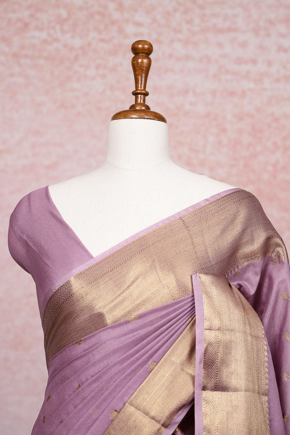 Dusty Lavender Semi Banarasi Saree