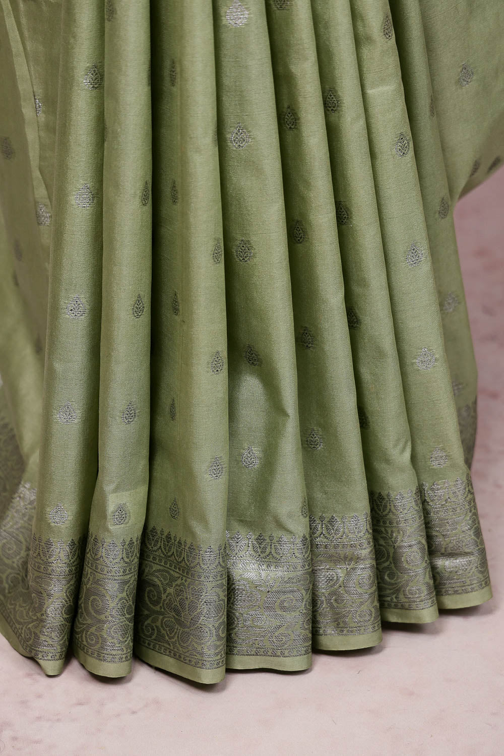 Pastel Green Semi Banarasi Saree