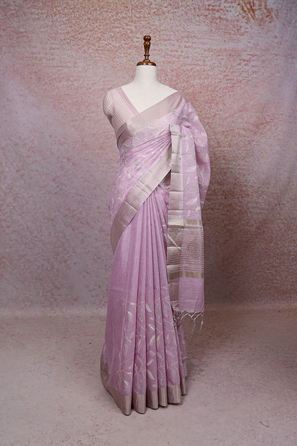 Pink Linen Tissue Saree