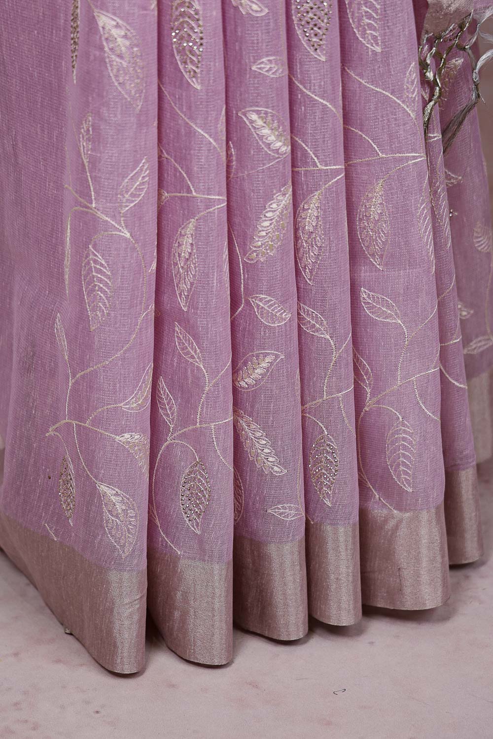 Pink Linen Tissue Saree