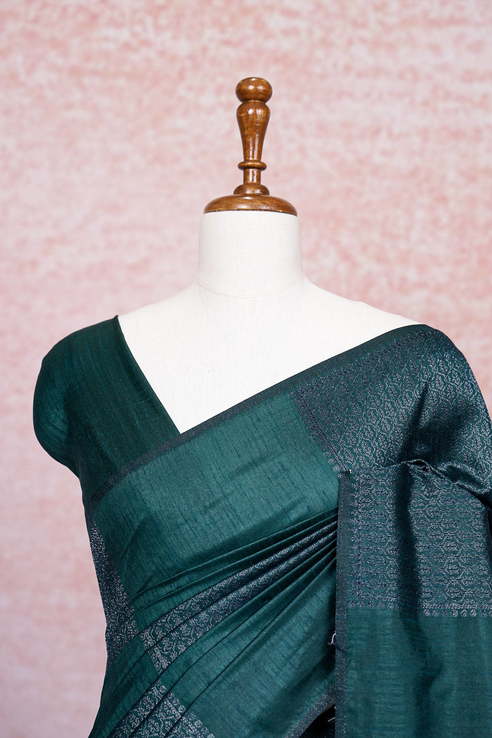Dark Green Semi Jute Saree
