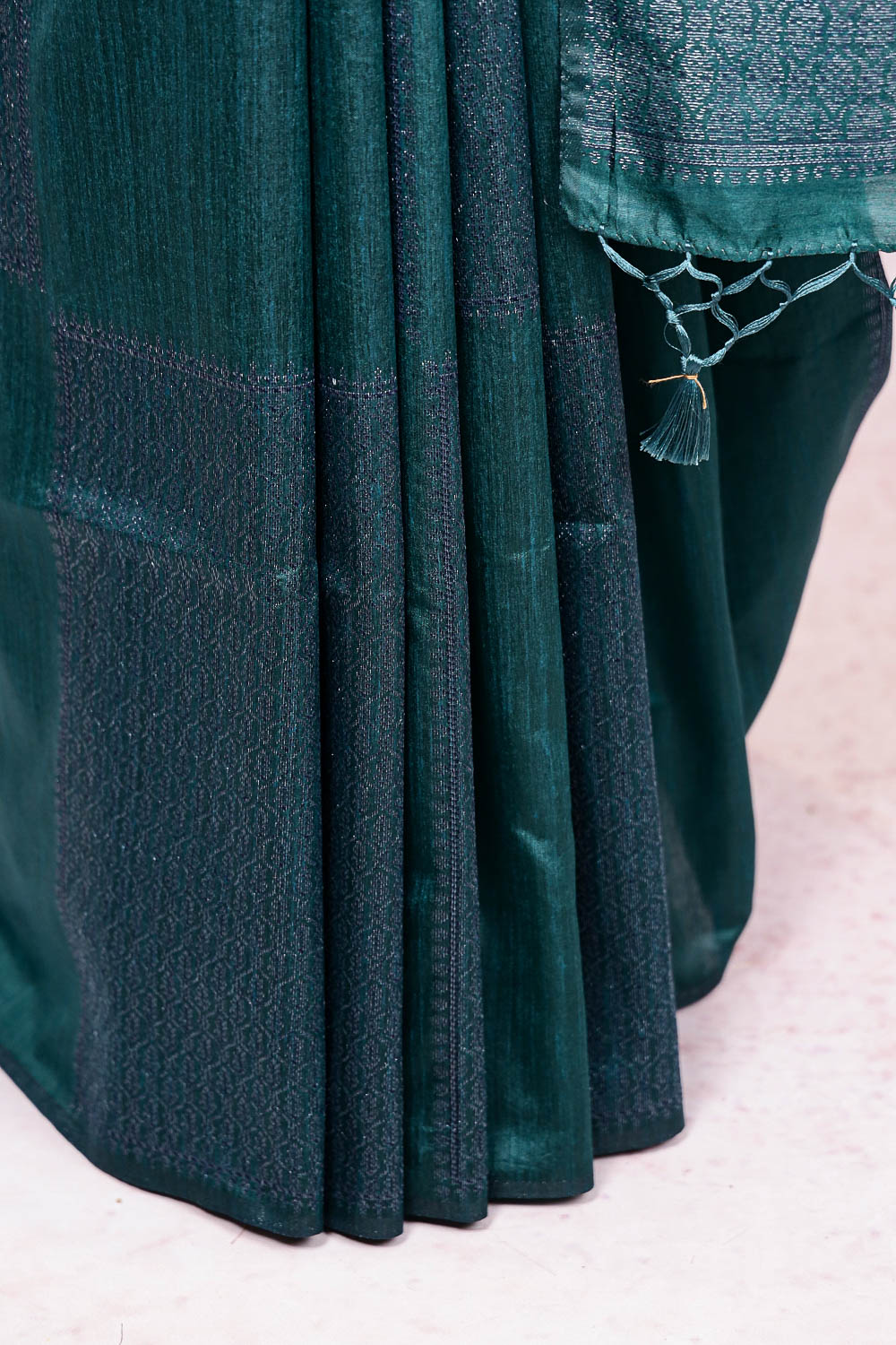 Dark Green Semi Jute Saree