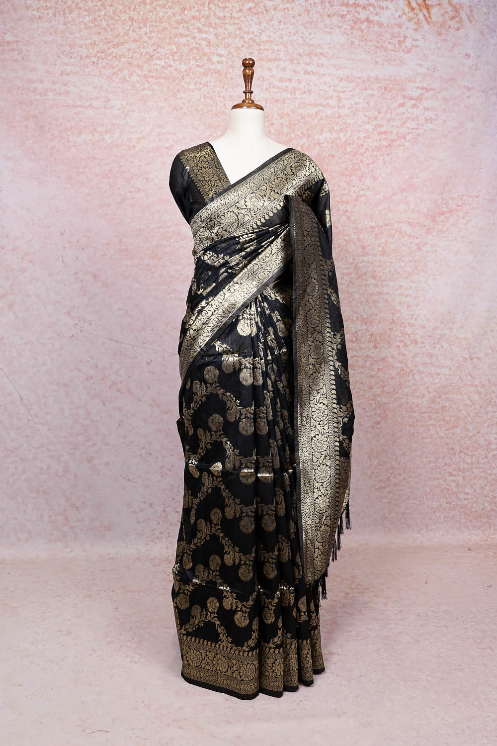 Black Semi Jute Saree
