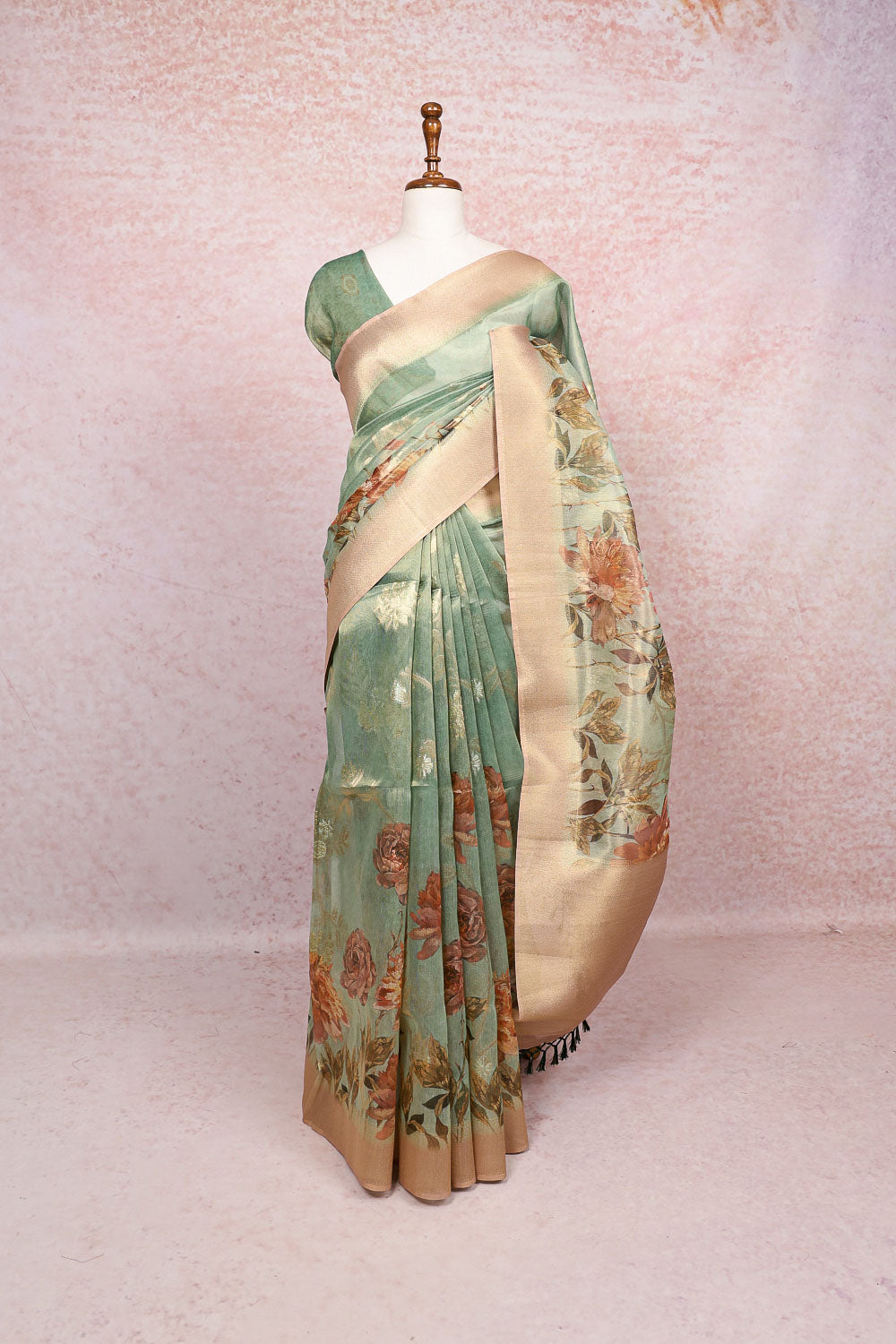 Light Green Semi Tissue Saree