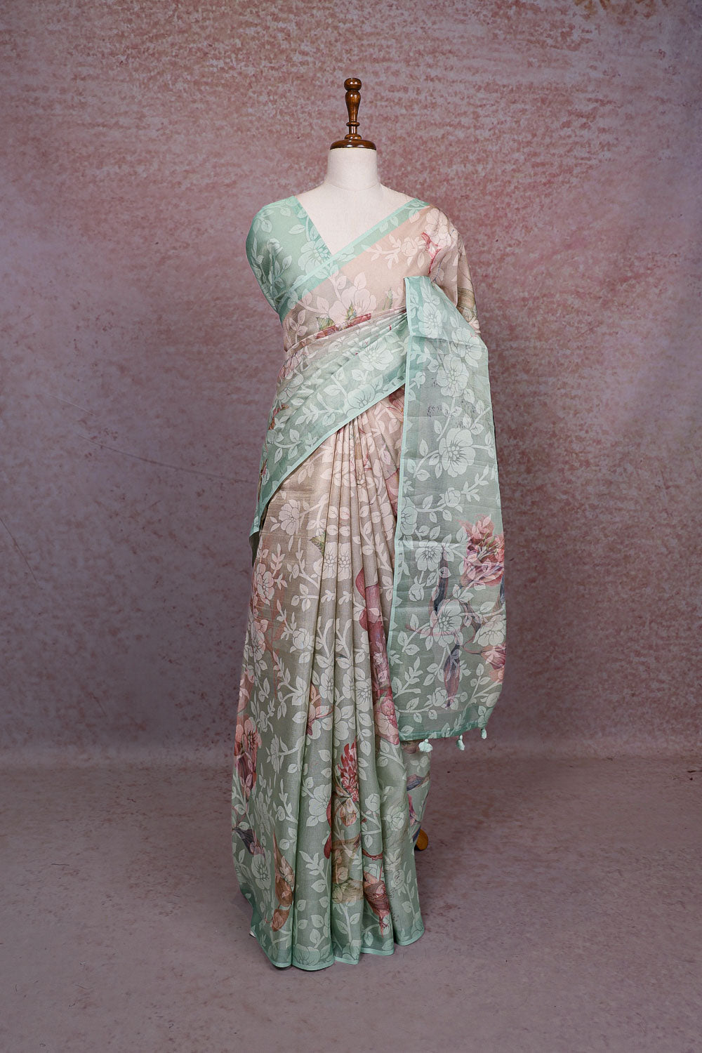 Pastel Green Semi Tissue Saree
